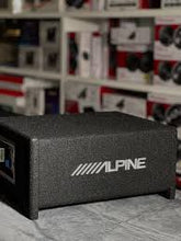 ALPINE PWE-10S4 active 10-inch compact subwoofer on display in store